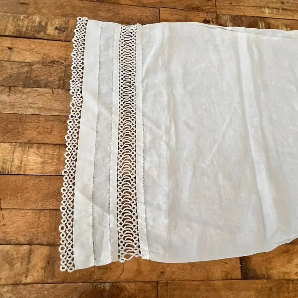 Vintage White Linen Table Runner 16 x 50